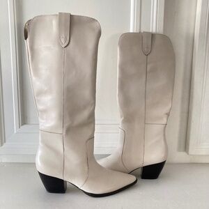 NWOT Matisse Anthropologie Stella White Leather Knee High Pointed Toe Boots Sz 8